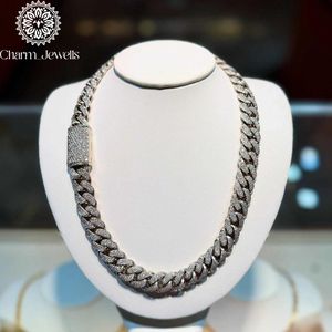 Charm Jewells Men's Moissanite Freshwater Pearl IGI Certified Necklace Brilliant Cut Link <b>Chain</b> 14K Gold Plated 925 <b>Silver</b> Hip - Product Image 1