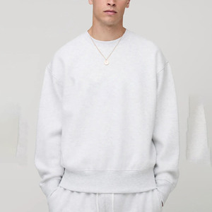 High Quality Basics Cotton Blended Hoodies Heavy Weight Custom logo Crew Neck Oversized <b>Sweatshirts</b> Men <b>Sweatshirt</b> - Product Image 1