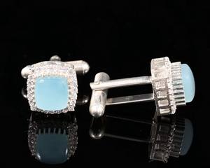 Bijoux boutons de manchette en acier inoxydable pour hommes |   Boutons de manchette de luxe pour chemise formelle, pour mariage et affaires |   Bijoux de luxe pour boutons de manchette de chemise - Product Image 2