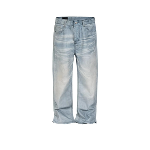 Pantalones vaqueros de hombre 100% algodón, de lavado Monkey, holgados, vintage, Cleanfit, lisos, estilo streetwear, de pierna ancha, con logotipo personalizado, al por mayor - Product Image 1