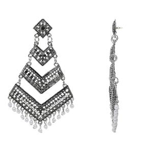 Pendientes Colgantes Estilo Afgano en Plata Oxidada - Joyería de Moda (E3284OX) - Product Image 1