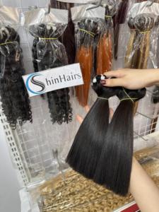 Top 2024 cheveux bruts en gros os droit naturel noir couleur vietnamien vierge faisceaux de cheveux humains extensions de trame - Product Image 2