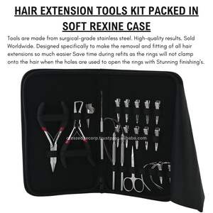 Kit d'outils professionnel pour extensions de cheveux, pinces pour perles, micro-anneaux, acier inoxydable, crochet pour tirer les boucles et les crochets - Product Image 5