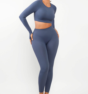 Ensembles de yoga tendance pour femmes grandes tailles, taille haute, motif uni, respirants, séchage rapide, légers, réversibles, écologiques - Product Image 4