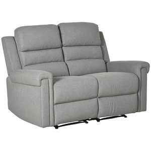 Divano Sezionale Moderno a 2 Posti Reclinabile Manualmente, in Tessuto di Lino Grigio con Imbottitura Spessa in Spugna per Soggiorno - Product Image 1