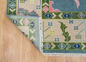 พรมพื้นที่สูง9x12ขนแกะ mohwak แบบถักมือ & ผ้าฝ้ายสไตล์ย้อนยุคสำหรับชุดห้องนั่งเล่น - Product Image 2