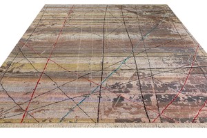 Tapis élégant de style persan, tissé à la main, à poils bouclés, en laine et soie, pour la décoration intérieure de luxe - Product Image 4