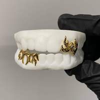 Grillz personnalisés en argent 925 plaqué or avec opales, pour 2 dents supérieures et 3 dents inférieures, bijoux HipHop