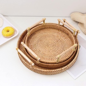 Plateaux de service en rotin de qualité supérieure pour chocolat, présentoirs pour repas à domicile ou au restaurant, qualité supérieure - Product Image 1