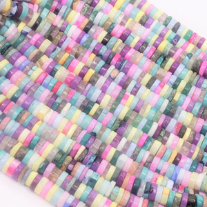 Hermosas cuentas Heishi lisas en forma de neumático con tono arcoíris, cuentas de piedras múltiples en forma de rueda de calidad AAA de 7-9 mm, joyería. - Product Image 4