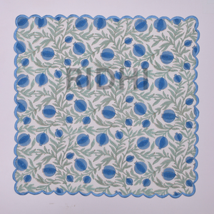 Serviettes de table en coton imprimées à la main au motif indien bleu roi avec broderie, réutilisables pour mariages et restaurants (vente en gros) - Product Image 1