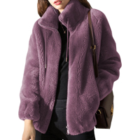 Damen Winter Warmer Sherpa Langer Mantel Einfarbig Superweicher Fleece Maßgeschneidert Lässig Langarm Wollfutter Atmungsaktiv