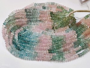 Perles de pierres précieuses naturelles Morganite Aquamarine teintées, lisses, en forme de rondelle, pour la création de bijoux, colliers, boucles d'oreilles et bracelets. - Product Image 2