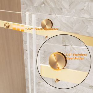 Porta Doccia Scorrevole Singola Senza Telaio 152 cm L x 193 cm A, Vetro Temperato Trasparente 6 mm con Pellicola Antiesplosione, Maniglia in Acciaio Inox - Product Image 4