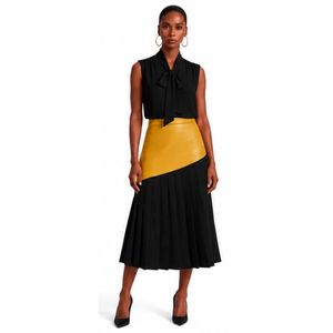 Ladies Pleated Midi <b>Skirt</b> High Waisted Flared A Line Design Elegant Casual <b>Office</b> Fashion Bottom Custom Wholesale Women Clothing - Product Image 1