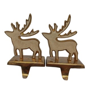 Modern Solid Brass Reindeer Christmas Stocking Holder Gold Metal Deer Stag <b>Fireplace</b> <b>Mantel</b> Hangers Wholesale Festive Holiday - Product Image 6
