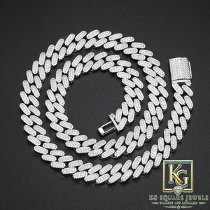 Rhodium Plated Moissanite <b>Tennis</b> Chain <b>Necklace</b> and Bracelet Set Round Brilliant Cut Hip Hop Jewelry - Product Image 4