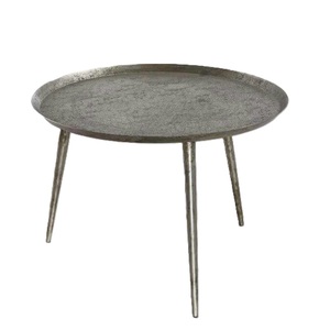 Table d'appoint ronde en métal de style mid-century moderne, faite à la main, noire, minimaliste, servant de table de chevet légère - Product Image 6