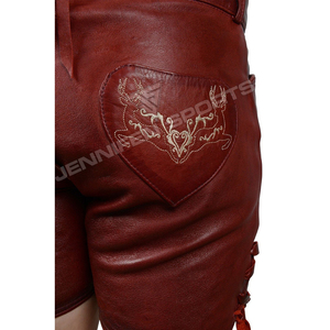 Lederhosen pour femmes, style vintage, en cuir de vache véritable marron, costume traditionnel bavarois pour l'Oktoberfest, short de style alpin allemand - Product Image 5