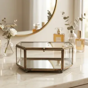 Artisan Design Decorative Jewellery Box B94 Brass & Glass/<b>Mirror</b> Jewelry Showcase & Storage Supplier From Uttar Pradesh India - Product Image 1