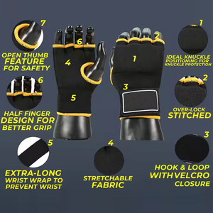 Guantes de Boxeo de Cuero y Algodón con Gel, Transpirables, con Vendas Elásticas para las Manos, del Mejor Fabricante Verificado de Pakistán, Venta al Por Mayor 2026 - Product Image 4