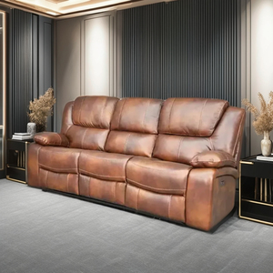 Canapé inclinable à mouvement électrique en cuir semi-cuir de la collection italienne - Product Image 1