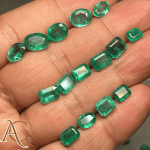 Esmeralda natural ovalada octogonal en forma de pera, de la mina de Zambia, facetada, para la elaboración de joyas, piedra preciosa suelta certificada, lote mixto. - Product Image 1