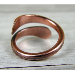 Rustic Copper Coil Ring Minimalist Adjustable Statement Piece <b>Wire</b>-Wrapped Band Antique Creation 10504 - Product Image 4