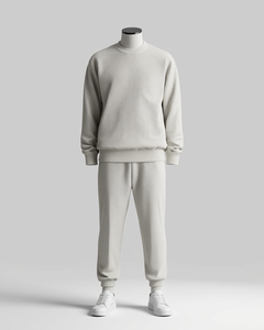 Conjunto de Sudadera de Cuello Redondo de Color Sólido para Hombre, Chándal Holgado de Longitud Completa con Bolsillos Laterales y Cierre con Cordón, Ropa Casual de Otoño - Product Image 2