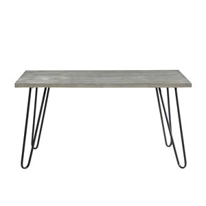 Modern Sleek Design 1PC Light Gray Wooden <b>Top</b> <b>Dining</b> <b>Table</b> with Black Finish Metal Legs Sleek <b>Dining</b> Furniture - Product Image 1