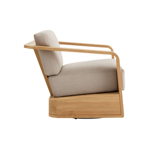 Sillón Giratorio Premium para Exteriores, Madera de Teca Sólida, Cojines Tapizados, Base Giratoria, Diseño Ergonómico, Muebles de Lujo para Hotel - Product Image 5