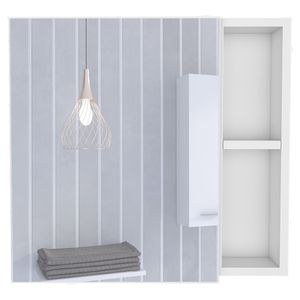 Armadietto Portamedicinali Viking a Singola Anta con Finitura Bianca, Tre Ripiani Interni e Due Ripiani Esterni per Organizzazione Bagno - Product Image 4