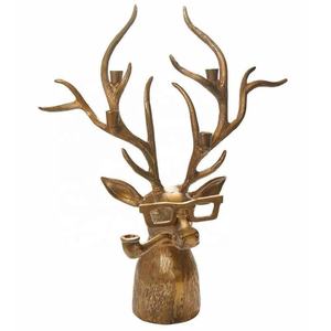 Support à bougies en métal fait main, porte-bougie à trois piliers, noir et or, centre de table pour la décoration de la maison et de Noël - Product Image 2