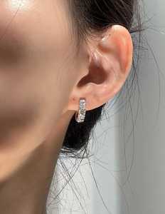 Wholesale <b>Emerald</b> Cut Diamond Huggie Hoop <b>Earrings</b> 925 Sterling Silver Surprise Jewelry for Women's Gift For Wedding Party - Product Image 6