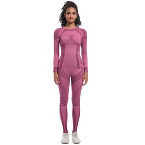 Haute qualité sans couture tricoté ajustement serré haute élastique longue <span class=keywords><strong>combinaison</strong></span> <span class=keywords><strong>de</strong></span> <span class=keywords><strong>Ski</strong></span> sport course Fitness Yoga costume pour les femmes - Product Image 4