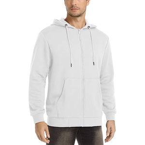 Sudadera con capucha y cremallera para hombre, color negro, forro polar, color sólido, informal, corte regular, para otoño - Product Image 4