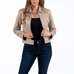 Blousons Bomber d'Hiver pour Femmes en Cuir Véritable de Haute Qualité, Imperméables et Écologiques, Vente en Gros, Col Mandarin pour Filles - Product Image 1