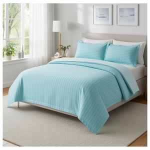 Juego de Ropa de Cama de Hotel Stripe +2 Plw 220 TC 300TC, Estilo Americano, 108x108 Pulgadas, King Size, Sábanas Ajustables y Planas de Algodón - Product Image 3