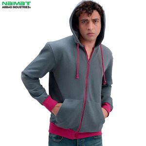 Contrast Metal Slide <b>Fastener</b> Full <b>Zip</b> Up Hoodie Men Solid Heavy Weight Fleece Outerwear Casual Sportswear - Product Image 6