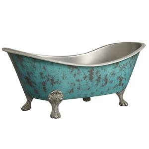Baignoire artisanale en cuivre, finition nickel poli brillant, avec base côtelée, double bain à remous, à parapet supérieur. - Product Image 3