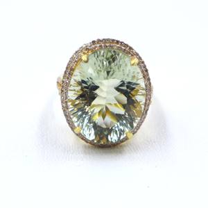 Anillo de Plata de Ley 925 Chapado en Oro con Amatista Verde Natural y Diamantes, Anillo de Regalo con Piedras Preciosas para Mujer - Product Image 2