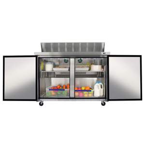 Orikool 48 Équipement de réfrigération pour cuisine commerciale, Table de préparation pour sandwichs et salades, Planche à découper en bois de boucher avec couvercle de protection, Froid - Product Image 3