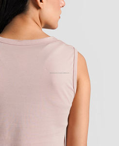 Camisetas sin mangas cortas 100% algodón para mujer, tejido transpirable, ecológico, con logo frontal, para gimnasio y deportes, venta al por mayor 2026, MOQ bajo - Product Image 6