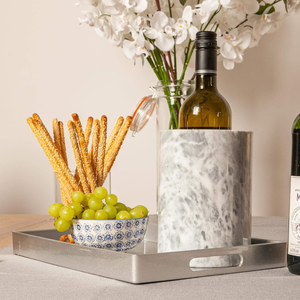 Metallic Silver Rectangular Food Serving <b>Tray</b> Decorative <b>Tray</b> with Handles Party Tableware Wholsale from Vietnam - Product Image 3