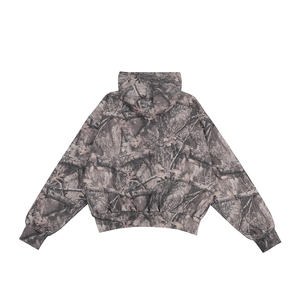 เสื้อฮู้ดดี้พิมพ์ลายป่าสำหรับผู้ชาย ผ้าฝ้ายพรีเมียมเนื้อนุ่ม ทรงปกติ สไตล์ลำลอง สตรีทแวร์ รับผลิตตามแบบ (OEM) ขายส่งจากโรงงานในสหรัฐอเมริกา - Product Image 3