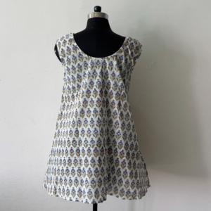Womens 100% Cotton Hand Block Print Floral Sleeveless Short <b>Dress</b> Pockets Loose Fit <b>Boho</b> <b>Summer</b> Tunic <b>Dress</b> Sustainable - Product Image 3