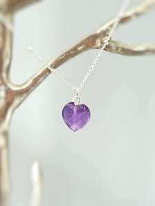 Amethyst Heart Fine <b>Necklace</b> Silver Gold Rose Gold February Birthstone Gift <b>For</b> Girlfriend <b>Wife</b> Handmade Purple Gemstone Pendant - Product Image 6