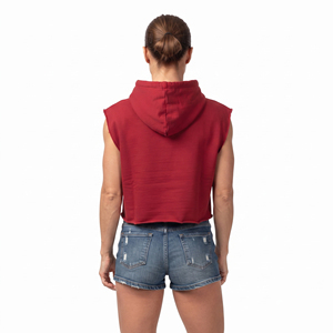 Women Sleeveless Pullover Hoodie Crop <b>Distressed</b> Embroidered Gym Wear Hoodies Cotton Fleece Sleeveless Hooded Crop <b>Top</b> Ladies - Product Image 2