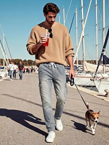 Pantalones Cargo de Mezclilla Vintage para Hombre, Lavado a la Piedra, Cintura Media, Corte Regular, Algodón Transpirable, Ecológico, Duradero, Casual, para Primavera - Product Image 5