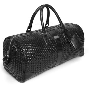 Luxury Woven Genuine Leather <b>Duffel</b> <b>Bag</b> Handmade Weekender Travel <b>Bag</b> with Adjustable Shoulder Strap - Product Image 3